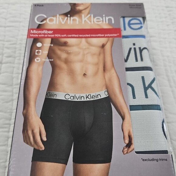 4 Pk Calvin Klein Microfiber Boxer Brief Men's Medium 32-34 Classic Fit NEW NIB - Picture 3 of 16